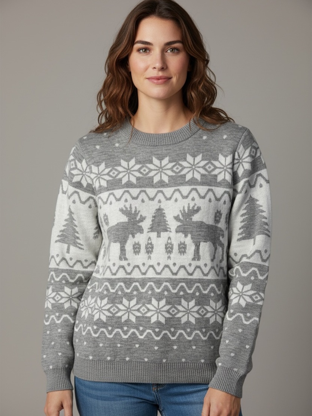 Tipsy Elves Gray Moose Trees
Snowflake Holiday Sweater Size
Small